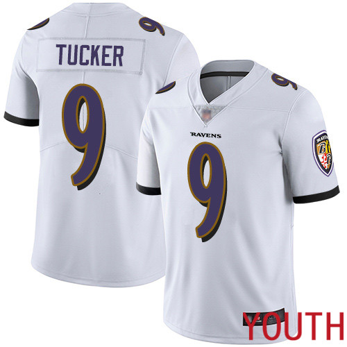 Baltimore Ravens Limited White Youth Justin Tucker Road Jersey NFL Football #9 Vapor Untouchable